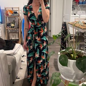 Hawaiian flower maxi dress